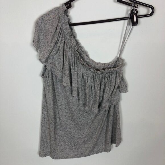 Rebecca Taylor One Shoulder Ruffle Flax Top - Picture 2 of 5